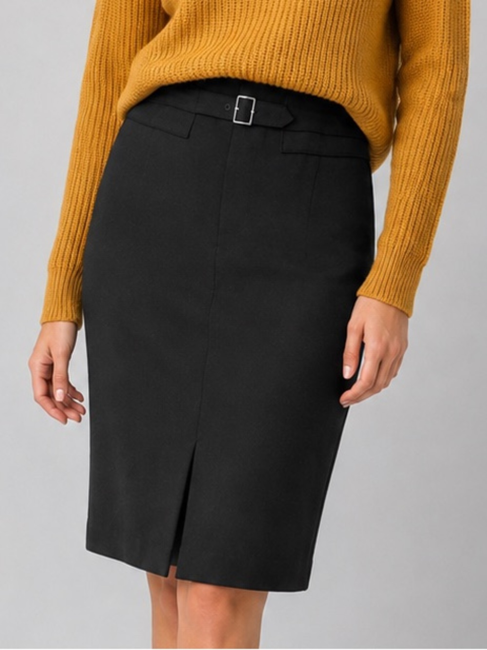 ✨🖤 Express Black Belted Pencil Skirt Women’s Size 2 Lined Career Office